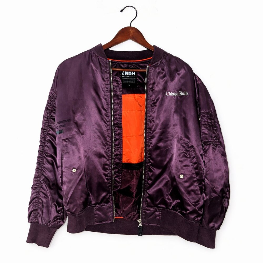 Chicago Bulls Satin Bomber Jacket | NBA Authentic | Rare Purple | Oversized